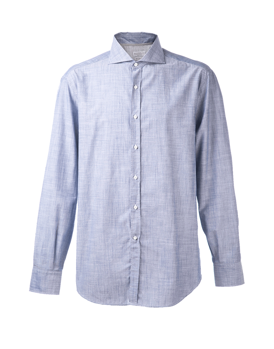BRUNELLO CUCINELLI-Solid Spread Collar Shirt-
