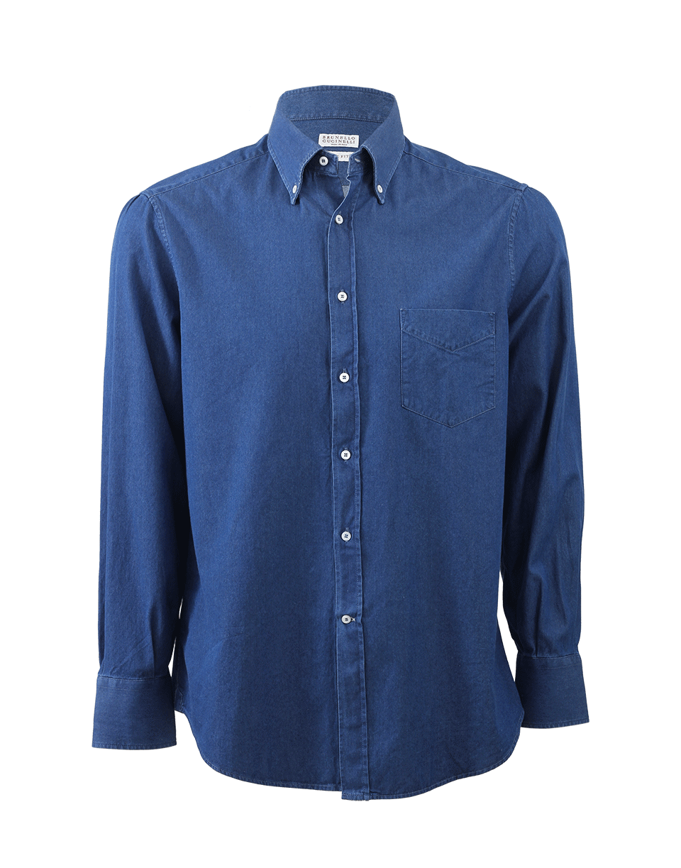 BRUNELLO CUCINELLI-Button Down Chambray Shirt-