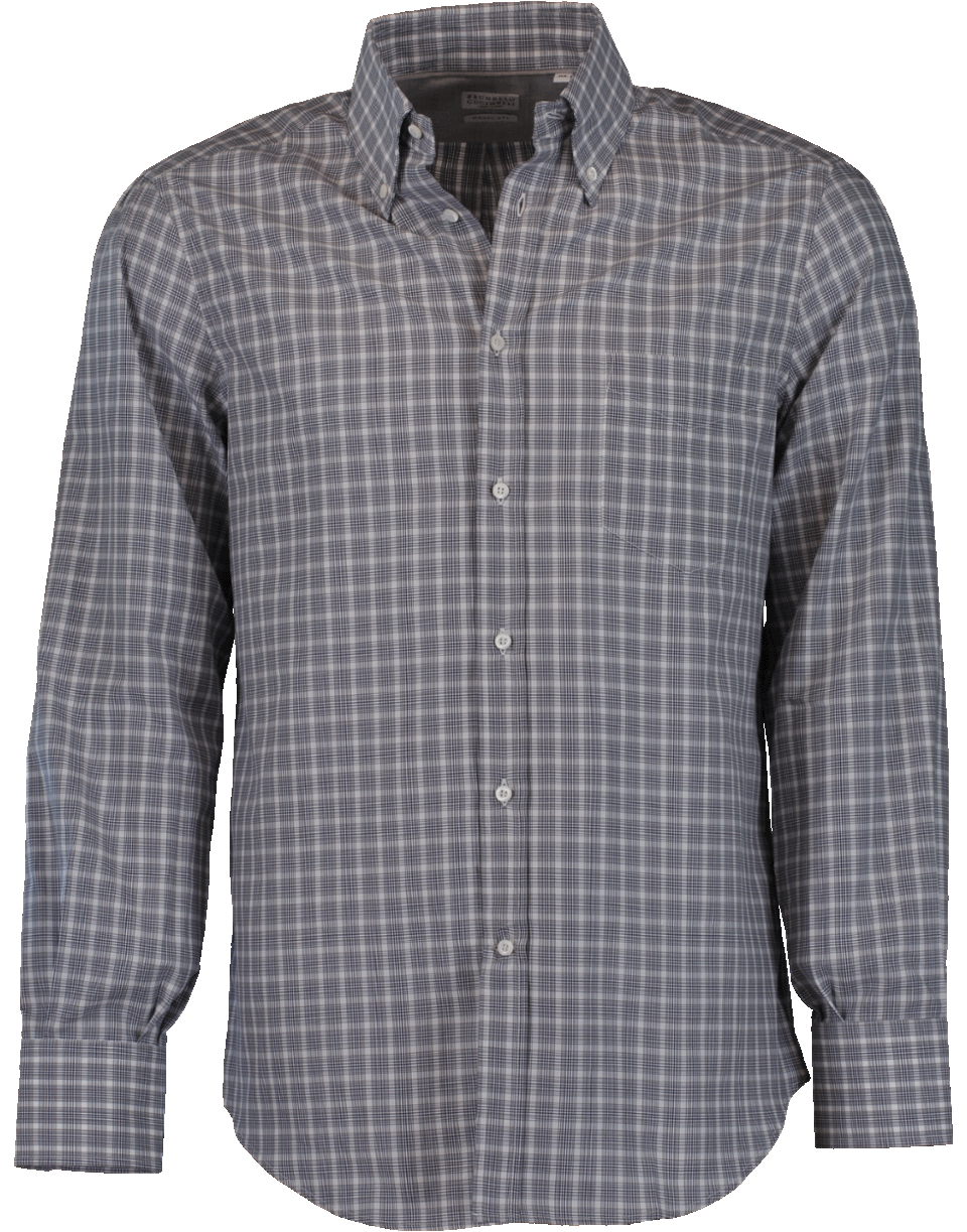 BRUNELLO CUCINELLI-Button Down Plaid Shirt-
