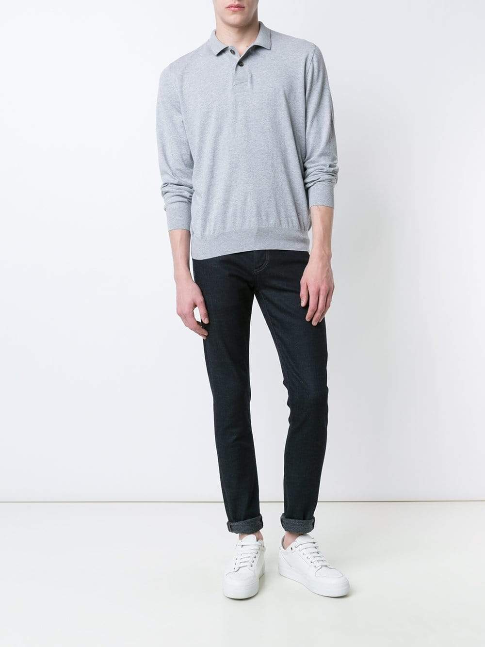 BRUNELLO CUCINELLI-Cotton Knit Polo Shirt-