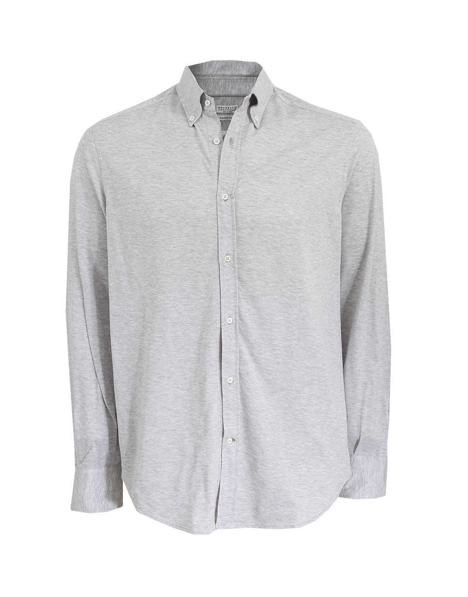 BRUNELLO CUCINELLI-Cotton Knit Button Down Shirt-