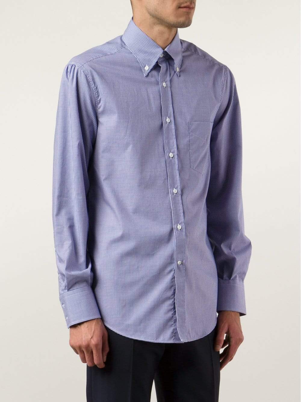 BRUNELLO CUCINELLI-Checked Button Down Shirt-