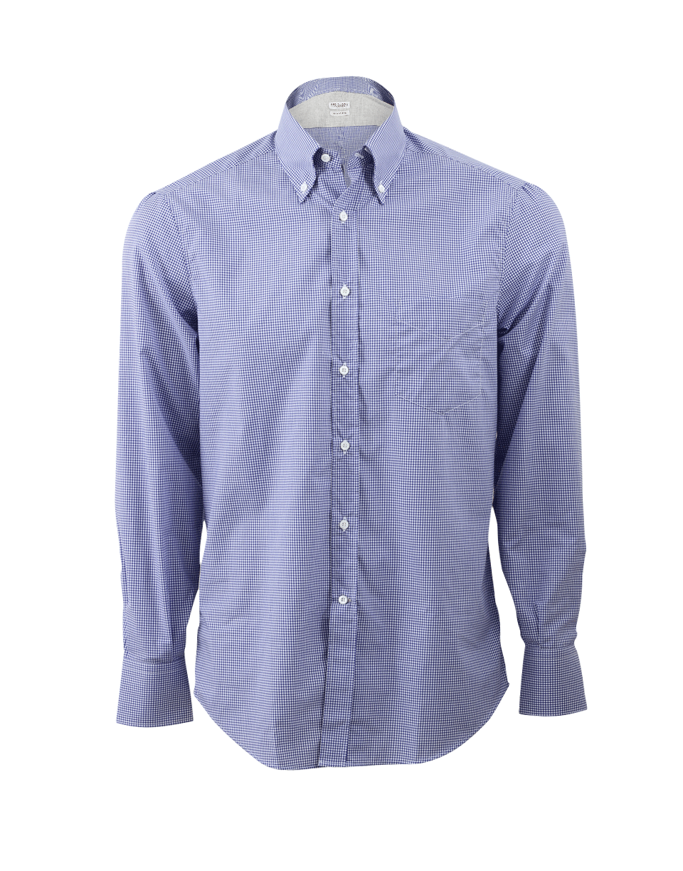 BRUNELLO CUCINELLI-Checked Button Down Shirt-