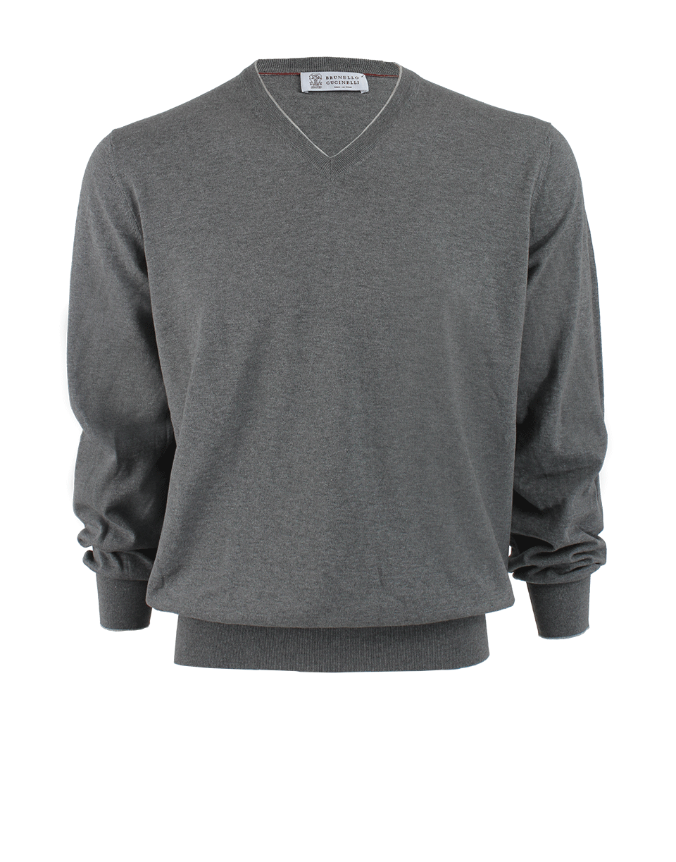 BRUNELLO CUCINELLI-V-Neck Fine Gauge Sweater-