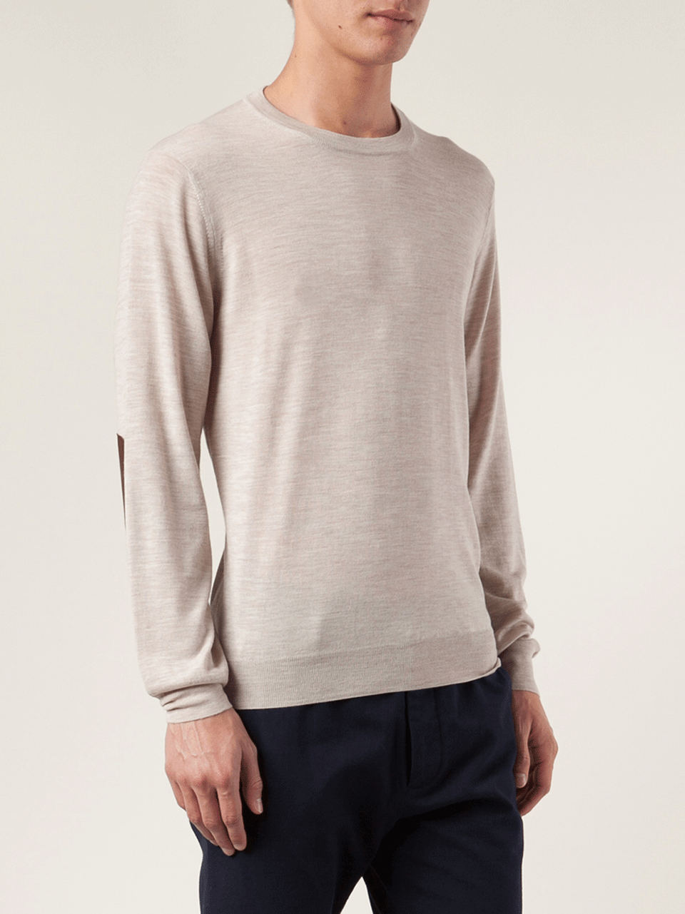 BRUNELLO CUCINELLI-Elbow Patch Crewneck Sweater-