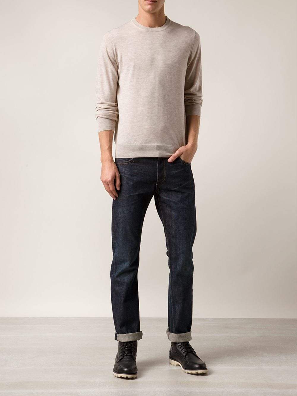 BRUNELLO CUCINELLI-Elbow Patch Crewneck Sweater-