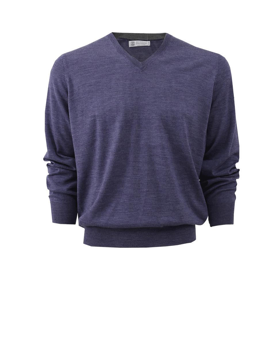 BRUNELLO CUCINELLI-V-Neck Fine Gauge Sweater-