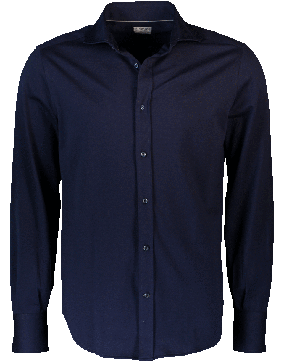 BRUNELLO CUCINELLI-Spread Collar Pique Shirt-