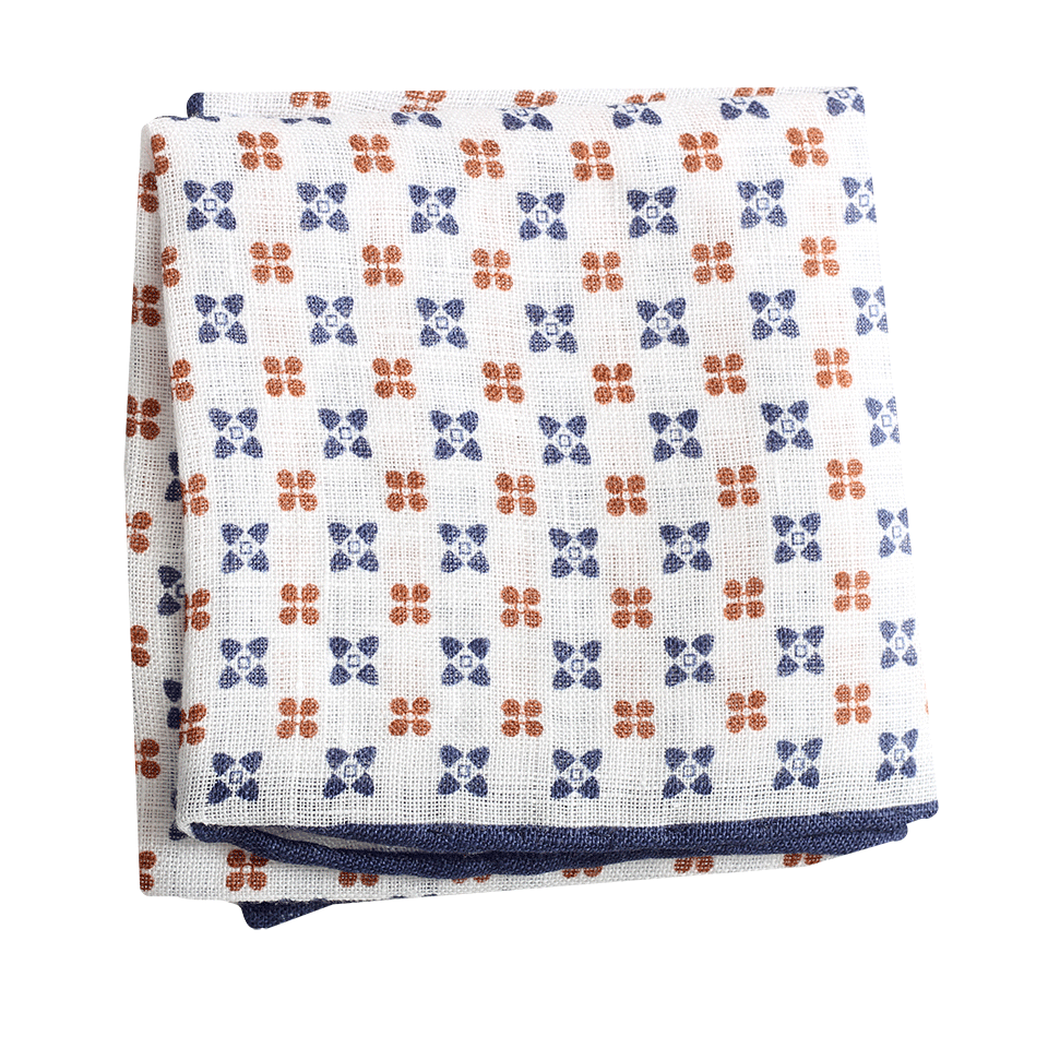 BRUNELLO CUCINELLI-Floral Pocket Square-BLUE