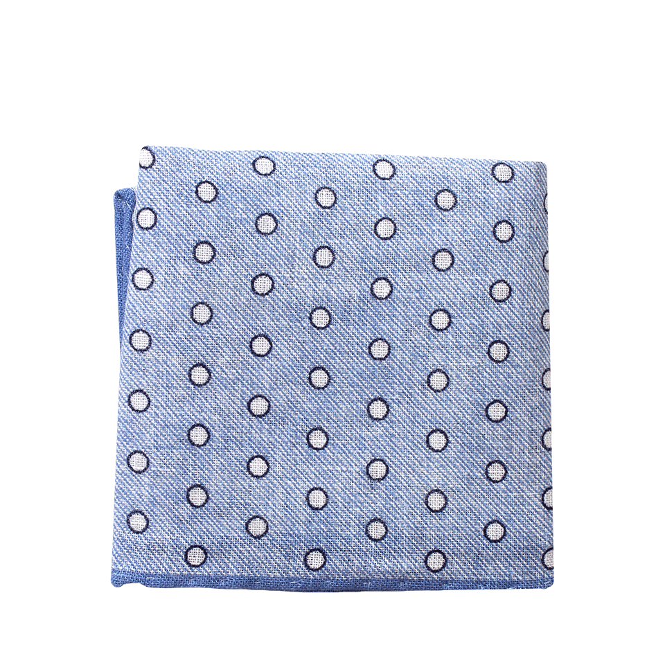 BRUNELLO CUCINELLI-Linen Dot Pocket Square-PALEBLUE