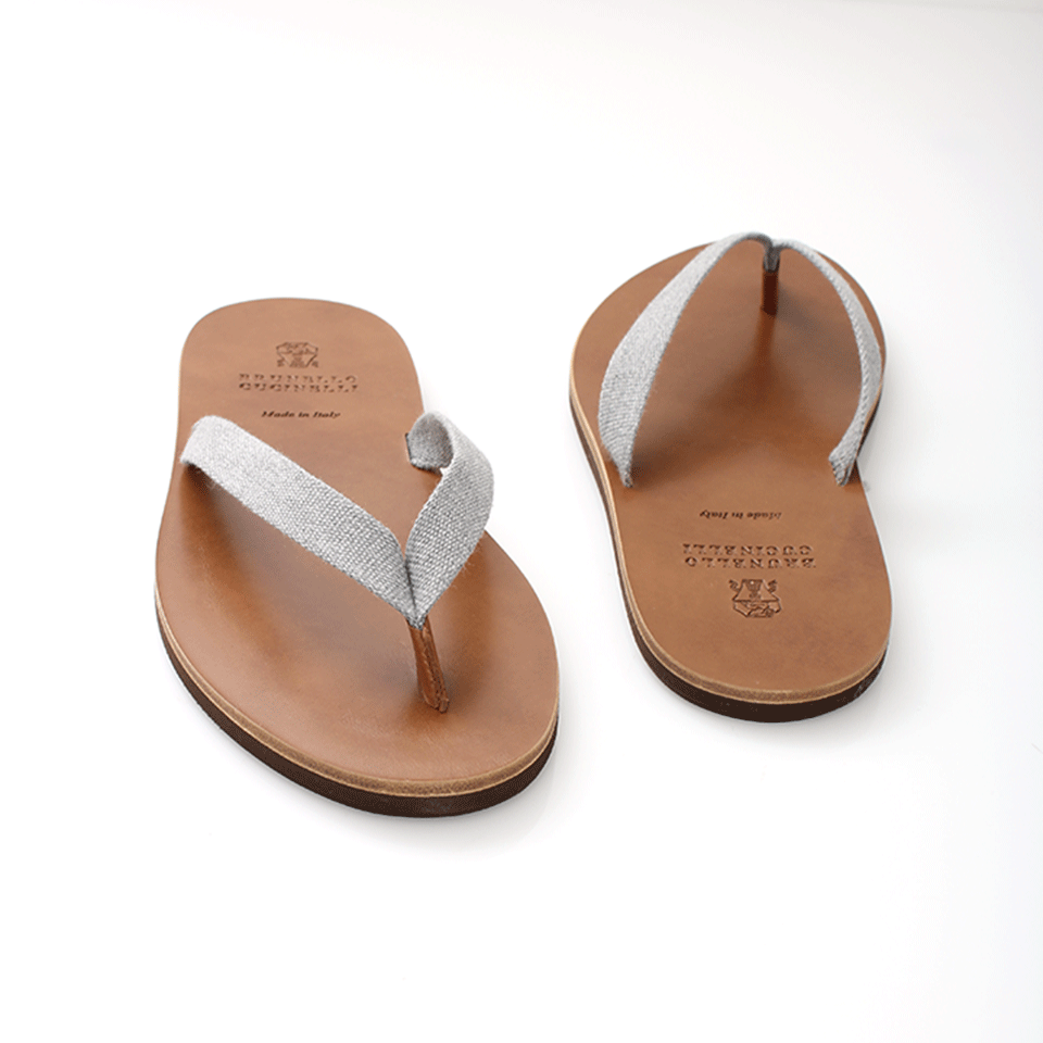 BRUNELLO CUCINELLI-Leather Side Flip Flop-