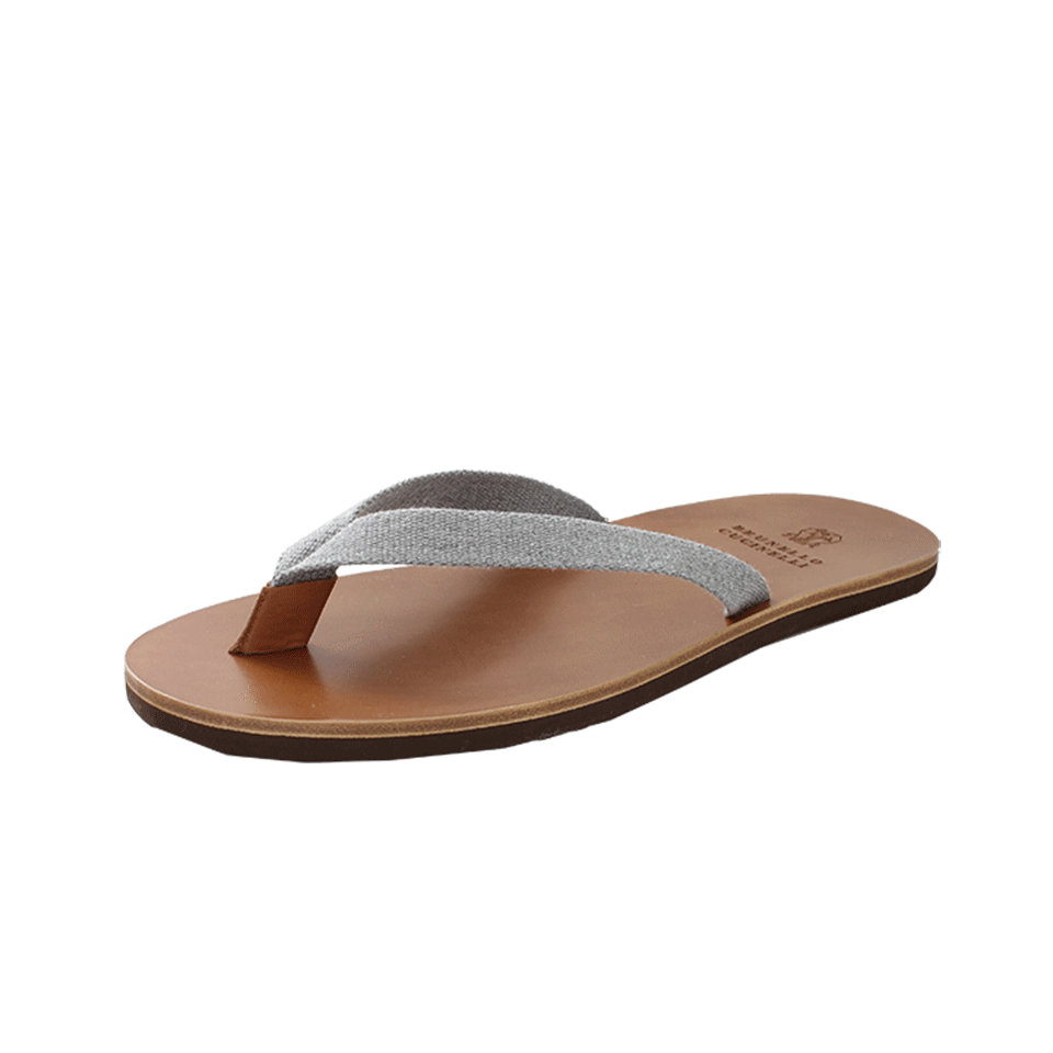 BRUNELLO CUCINELLI-Leather Side Flip Flop-