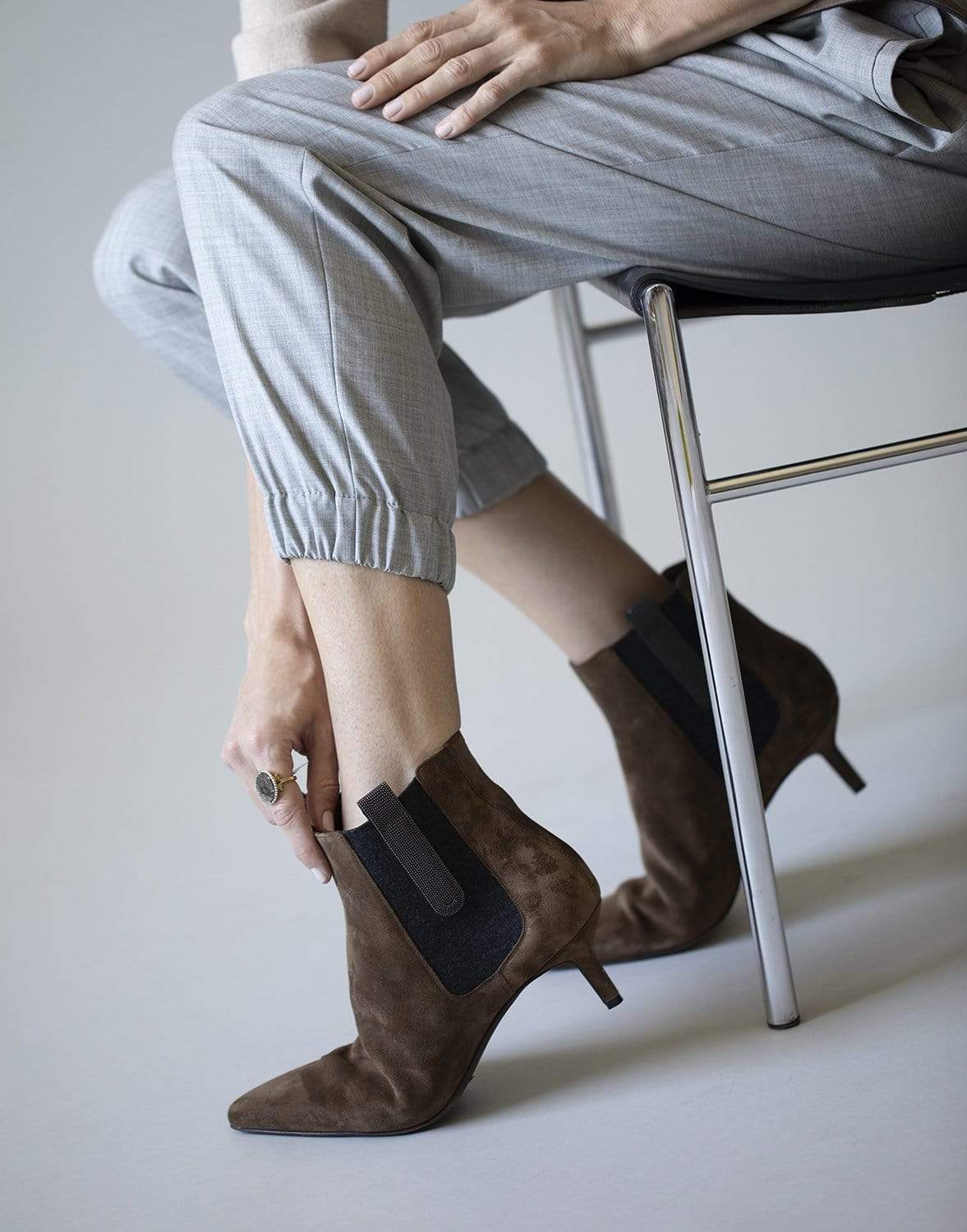 BRUNELLO CUCINELLI-Kitten Heel Ankle Boot-