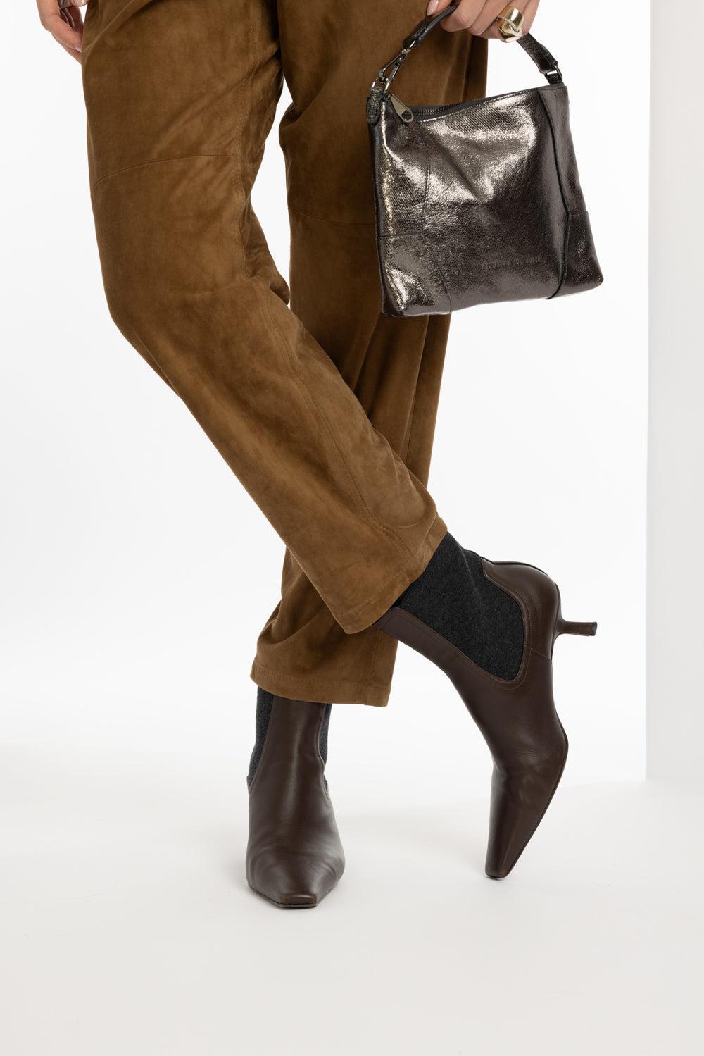 Kitten Heel Ankle Boot-DRK BRWN-37-SHOEBOOT-BRUNELLO CUCINELLI
