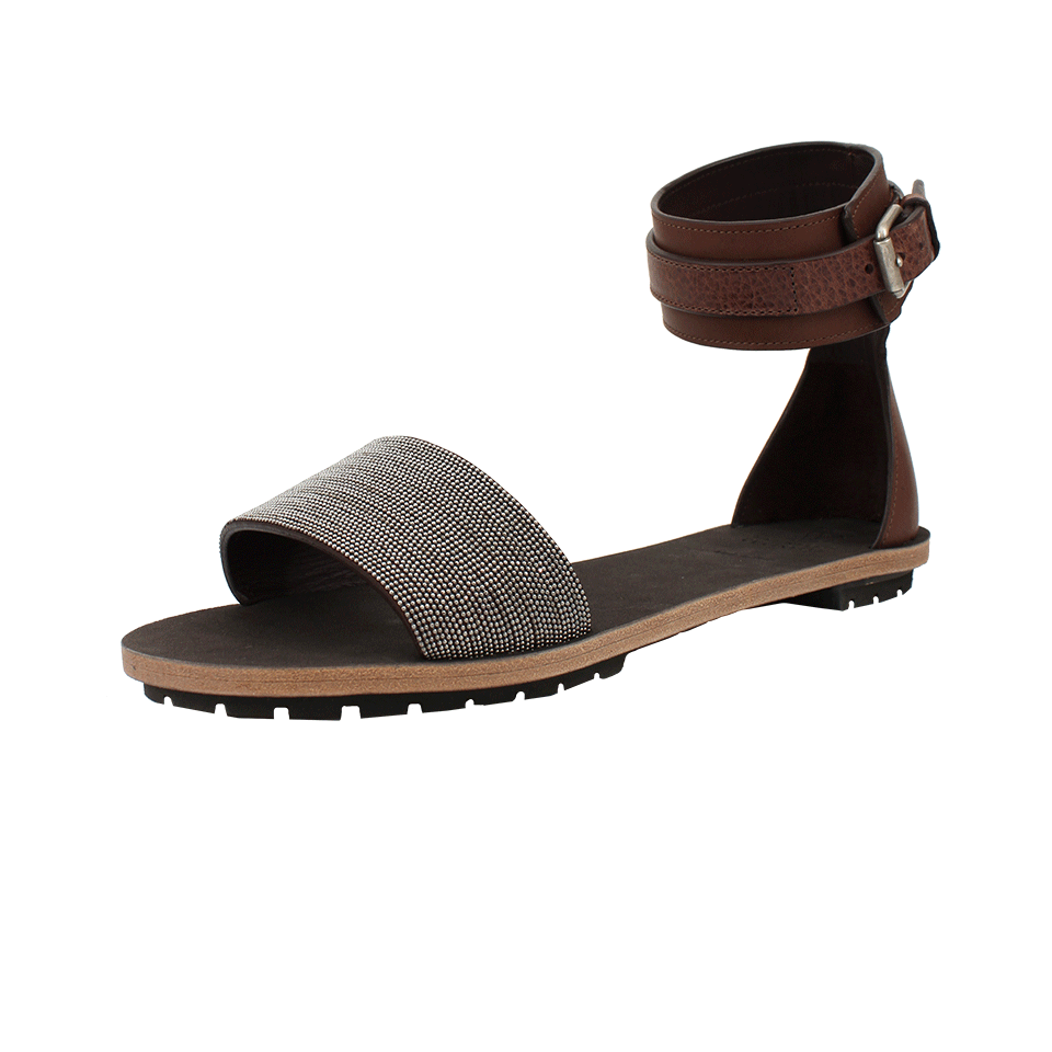 BRUNELLO CUCINELLI-Monili Leather Strap Sandal-