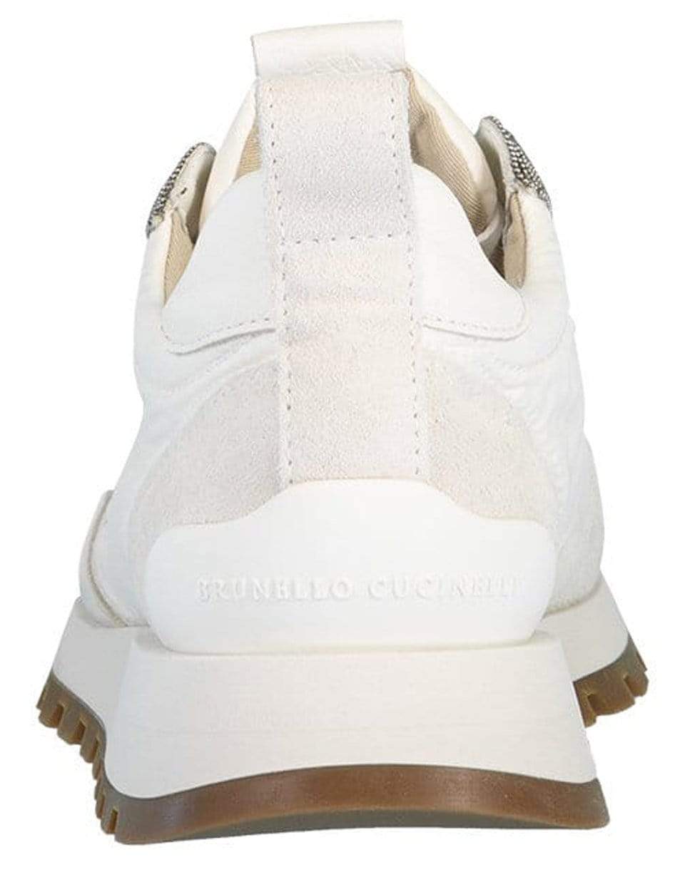 BRUNELLO CUCINELLI-White Satin Monili Band Sneakers-