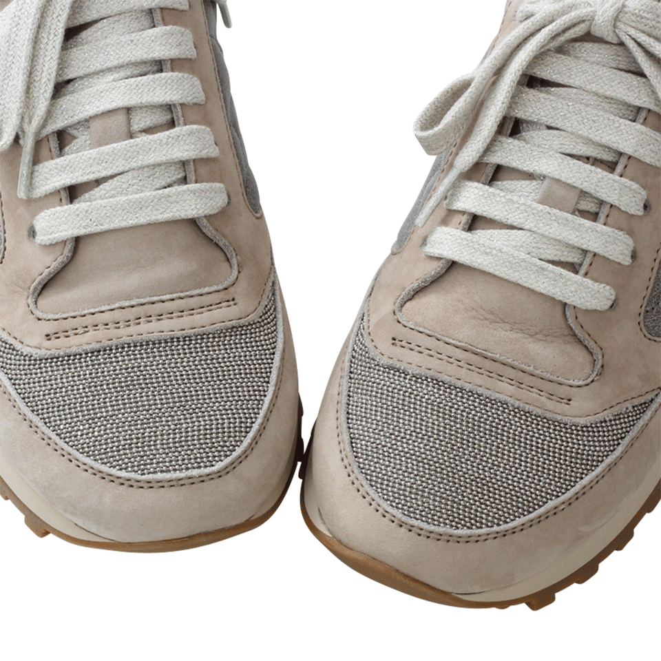 BRUNELLO CUCINELLI-Suede Monili Toe Sneaker-
