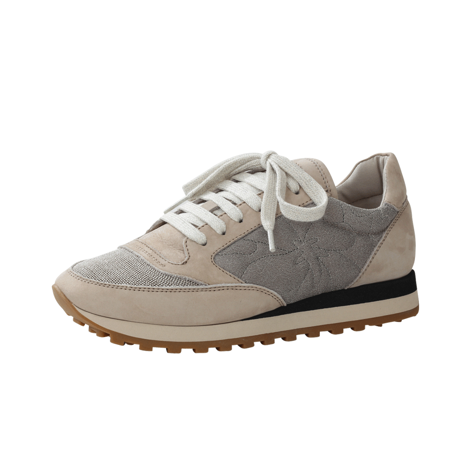 BRUNELLO CUCINELLI-Suede Monili Toe Sneaker-