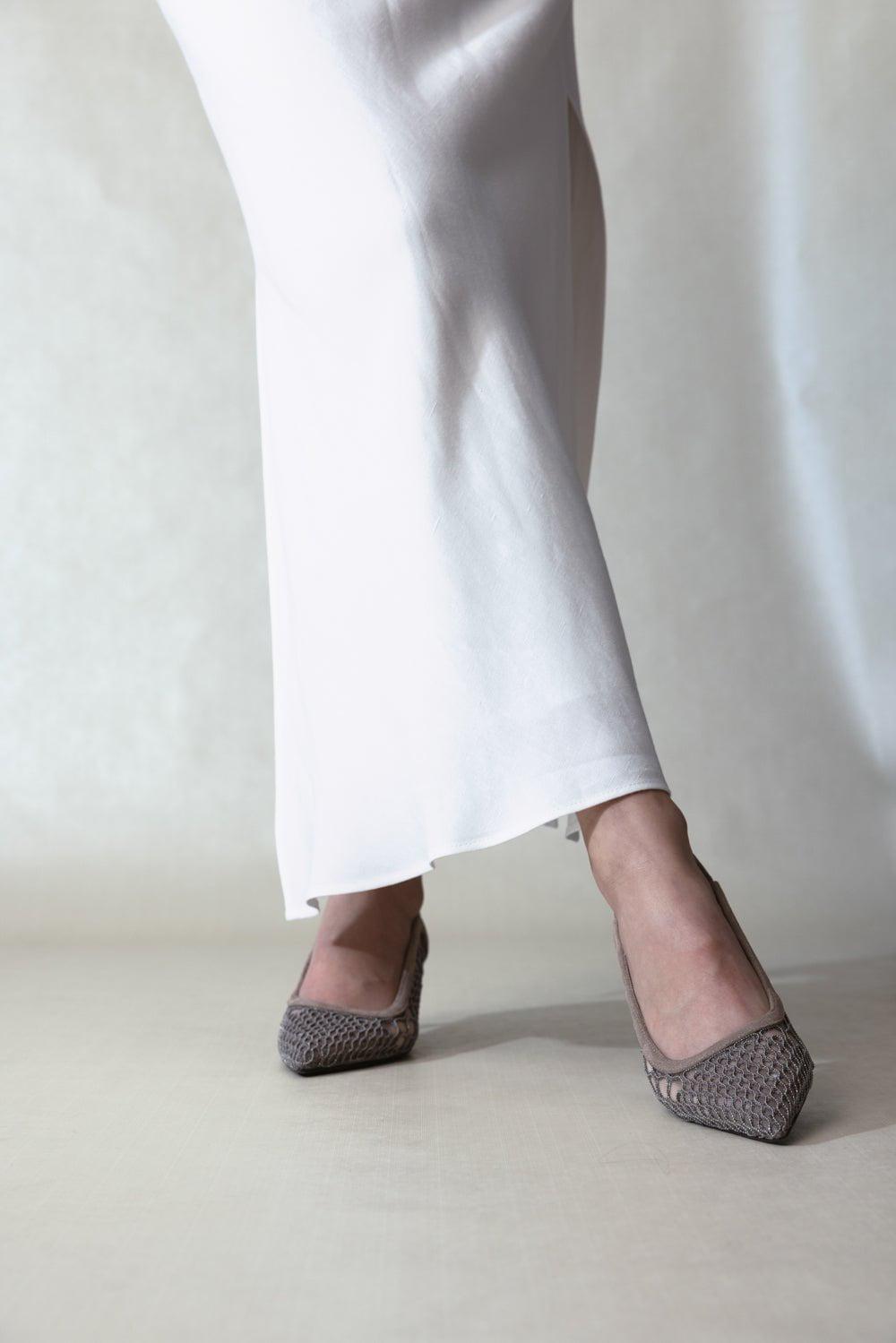 BRUNELLO CUCINELLI-Crystal Mesh Slingback Pump-