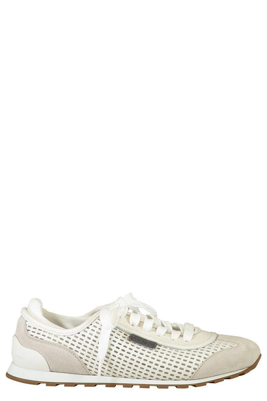 Shiny Tab Net Runners-WHITE-36.5-SHOESNEAKER-BRUNELLO CUCINELLI
