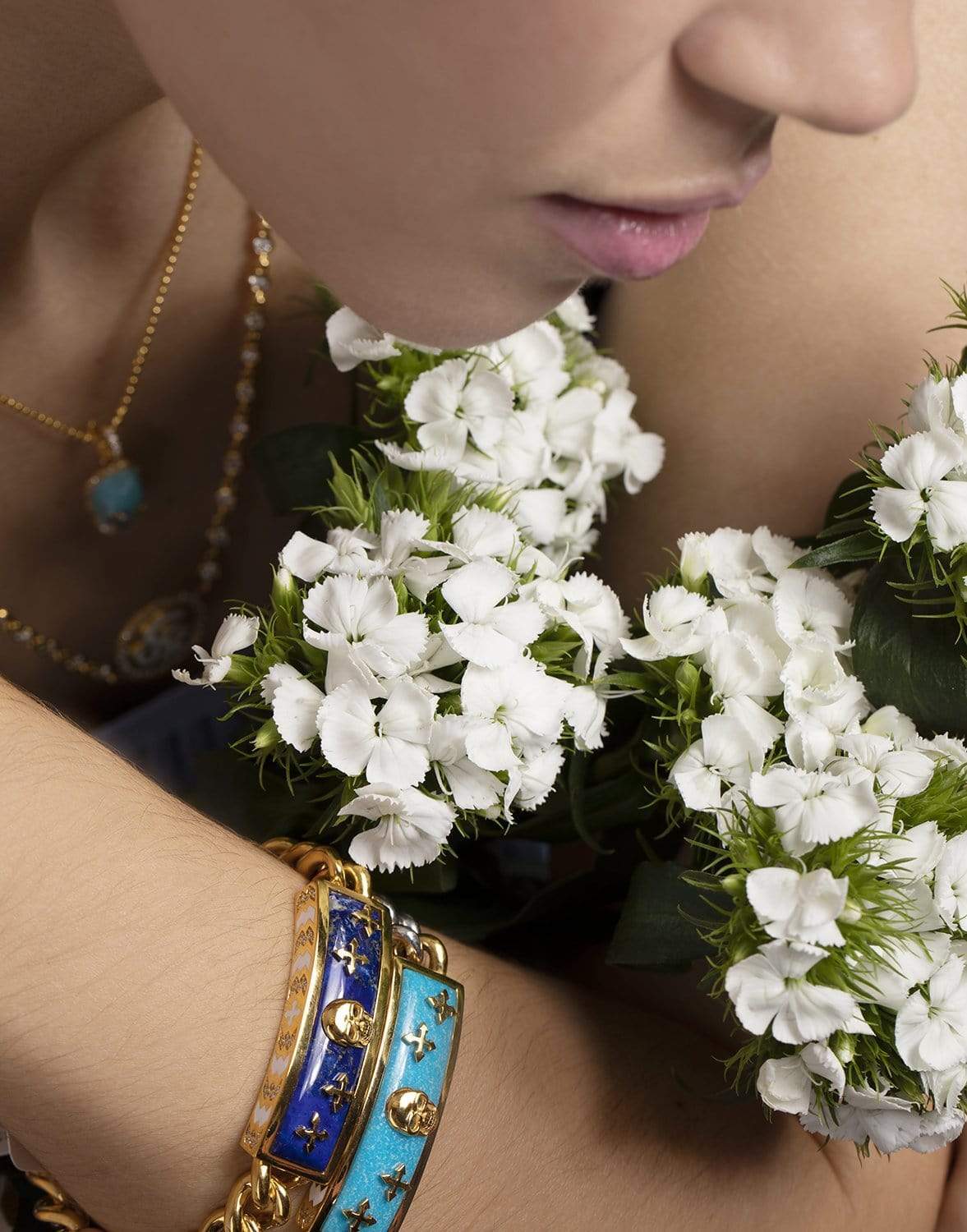 BUDDHA MAMA-Turquoise Biker Bracelet-SILVER