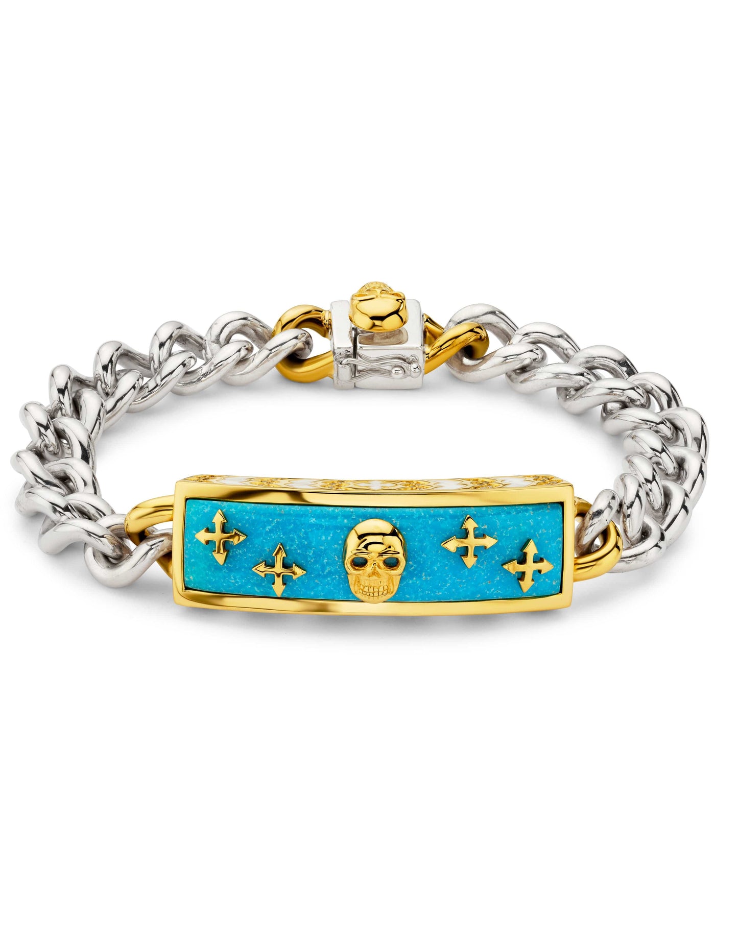 BUDDHA MAMA-Turquoise Biker Bracelet-SILVER