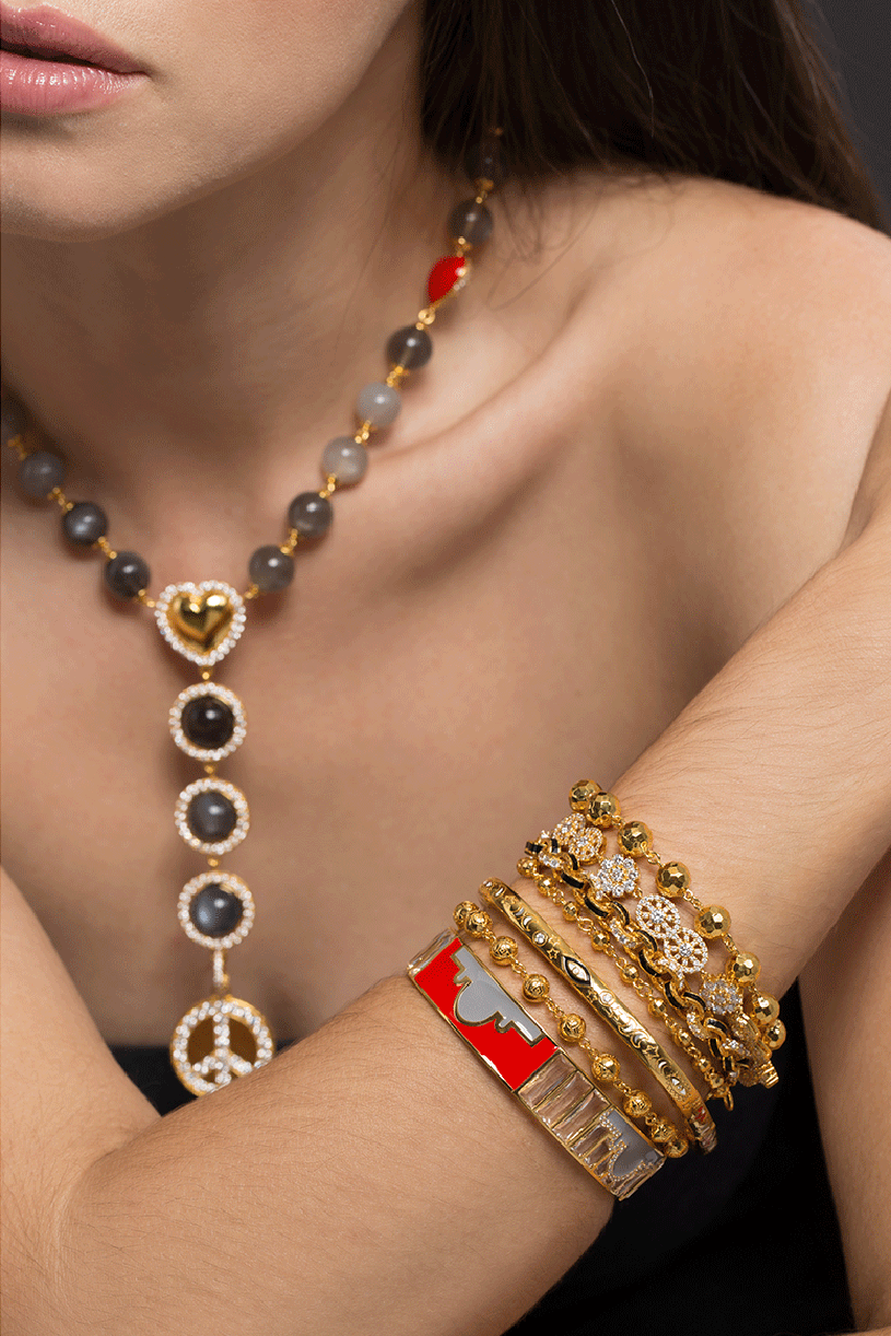 Hammered Ball Bead Bracelet-YELLOW GOLD-7.5-JEWELRYFINE JEWELBRACELET O-BUDDHA MAMA
