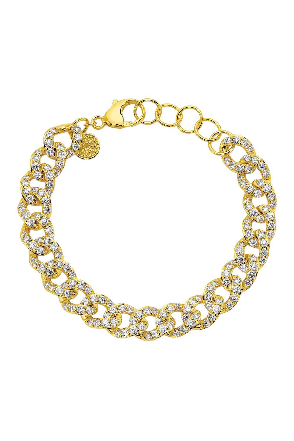 Diamond Cuban Link Bracelet - 10mm-YELLOW GOLD-8-JEWELRYFINE JEWELBRACELET O-BUDDHA MAMA