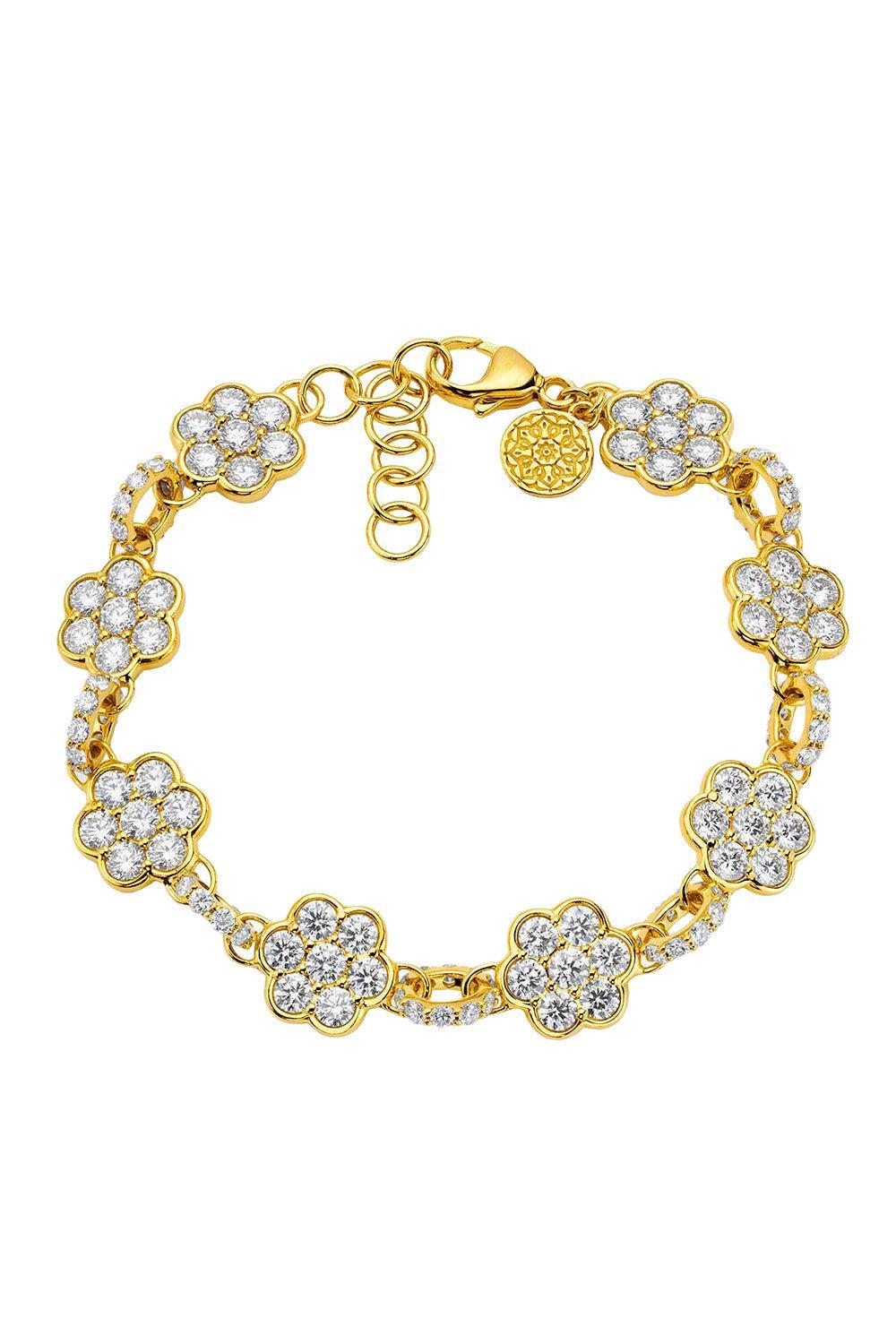 Diamond Flower Bracelet-YELLOW GOLD-8.5-JEWELRYFINE JEWELBRACELET O-BUDDHA MAMA