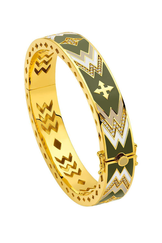 Army Green Cross Bangle Bracelet-YELLOW GOLD-JEWELRYFINE JEWELBRACELET O-BUDDHA MAMA