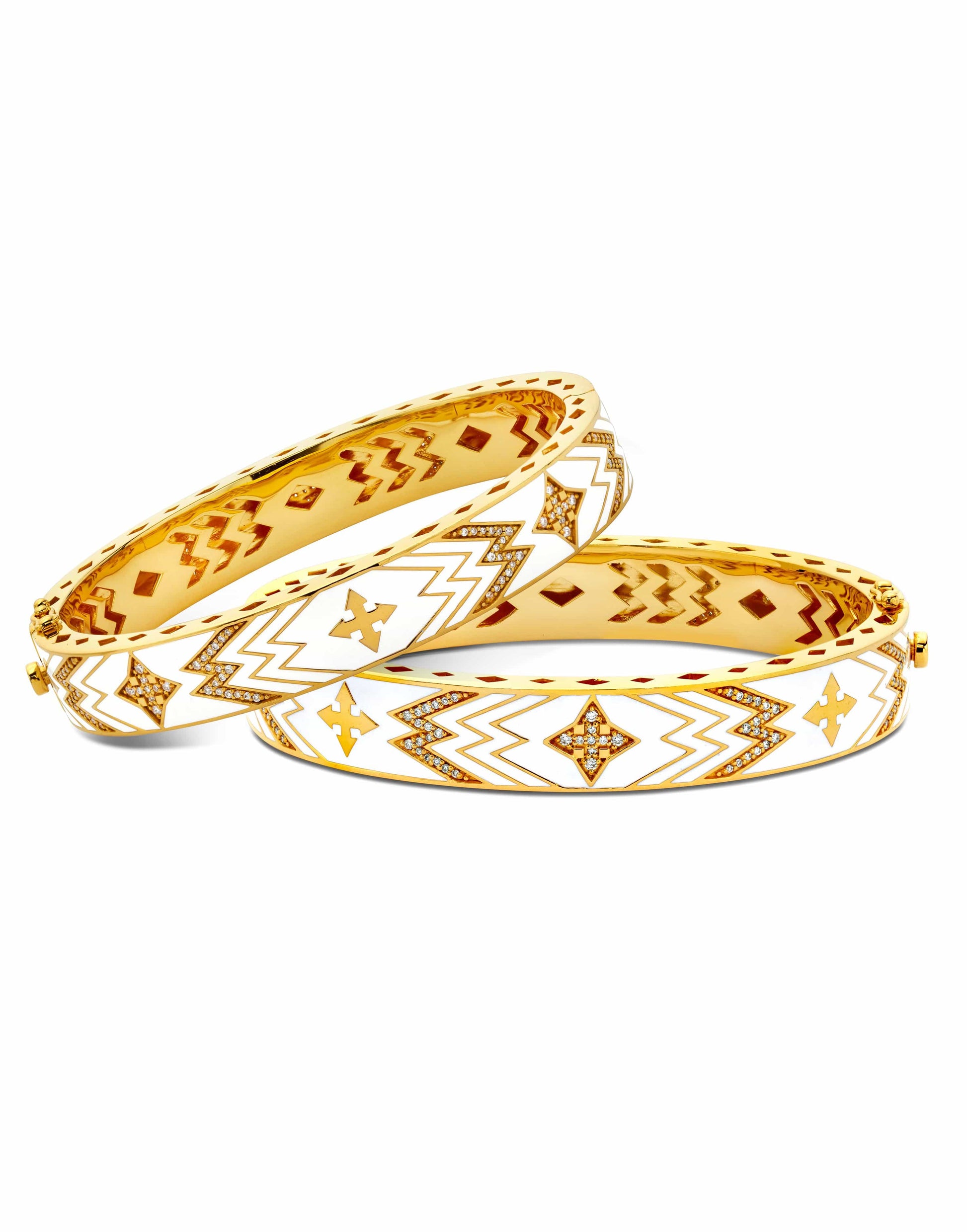 BUDDHA MAMA-Diamond Cross Bangle-YELLOW GOLD