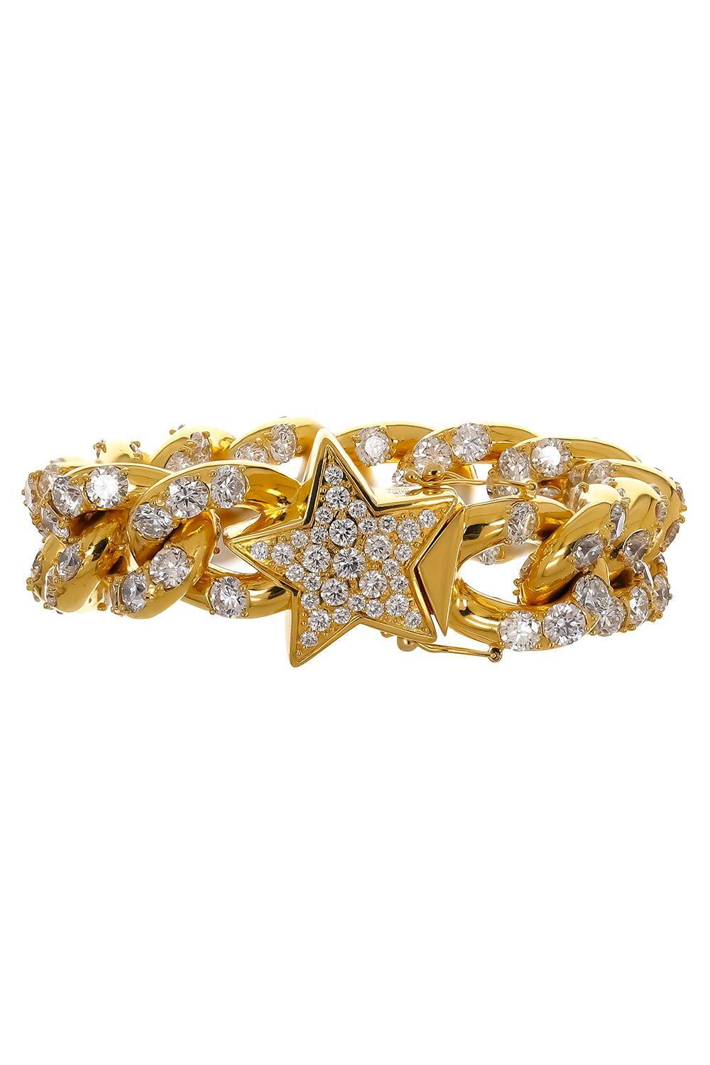  Diamond Double Sided Cuban Link Star Bracelet-YELLOW GOLD-JEWELRYFINE JEWELBRACELET O-BUDDHA MAMA 