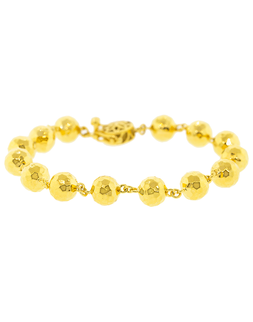 BUDDHA MAMA-Hammered Ball Chain Bracelet-YELLOW GOLD