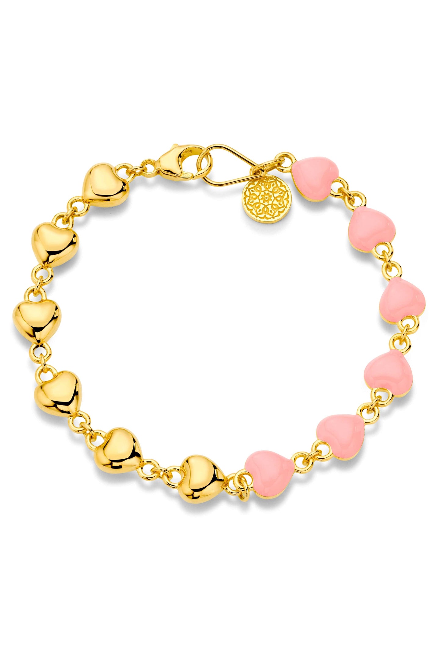 BUDDHA MAMA-Mini Pink Heart Bracelet-YELLOW GOLD