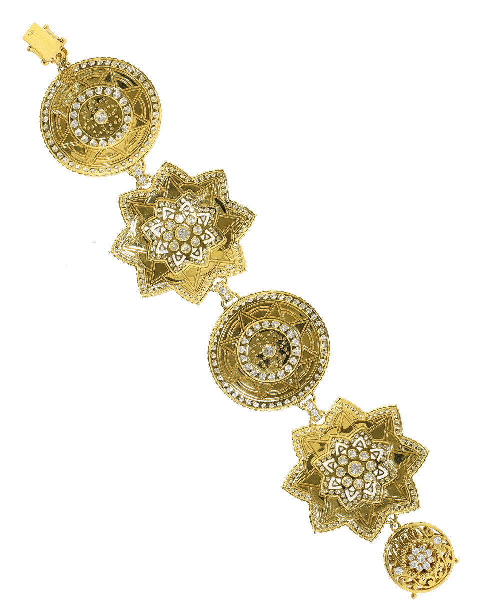 BUDDHA MAMA-White And Navy Enamel Diamond Bracelet-YELLOW GOLD