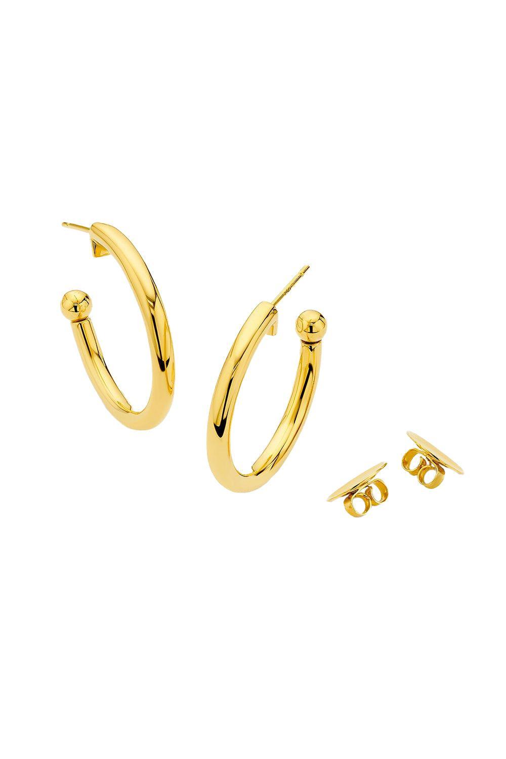 Hollow Hoop Earrings - 30mm-YELLOW GOLD-JEWELRYFINE JEWELEARRING-BUDDHA MAMA