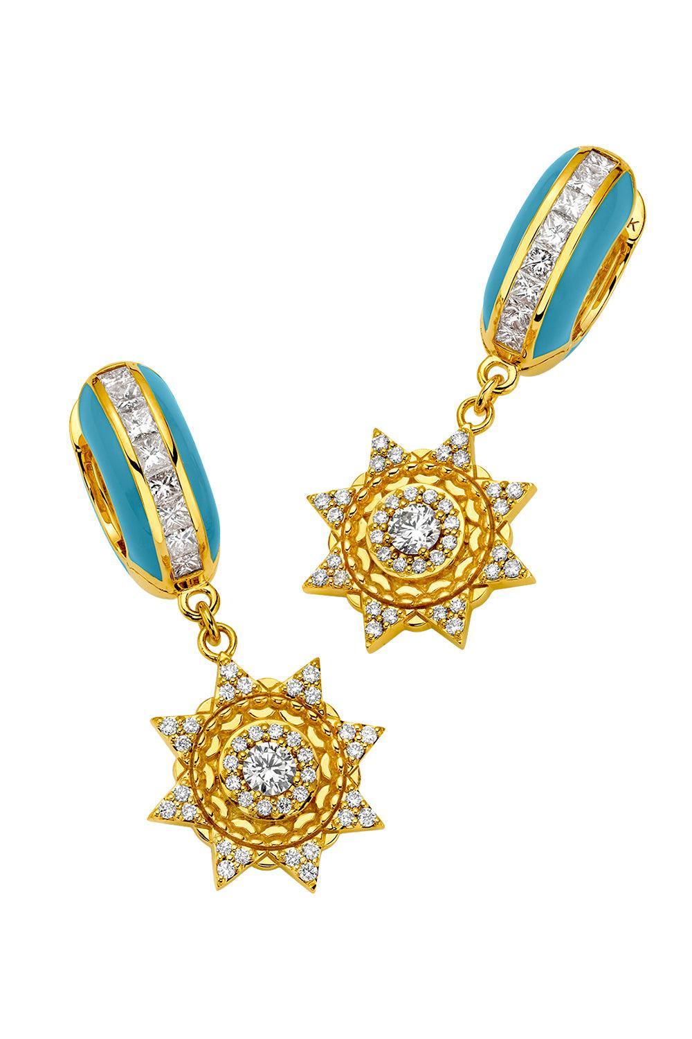  Diamond Blue Sun Drop Earrings-YELLOW GOLD-JEWELRYFINE JEWELEARRING-BUDDHA MAMA 