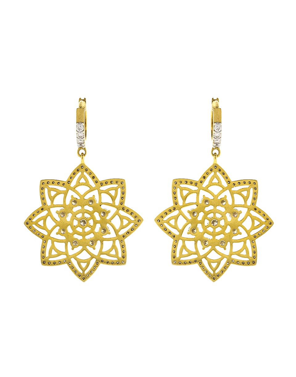BUDDHA MAMA-Diamond Mandala Earrings-YELLOW GOLD