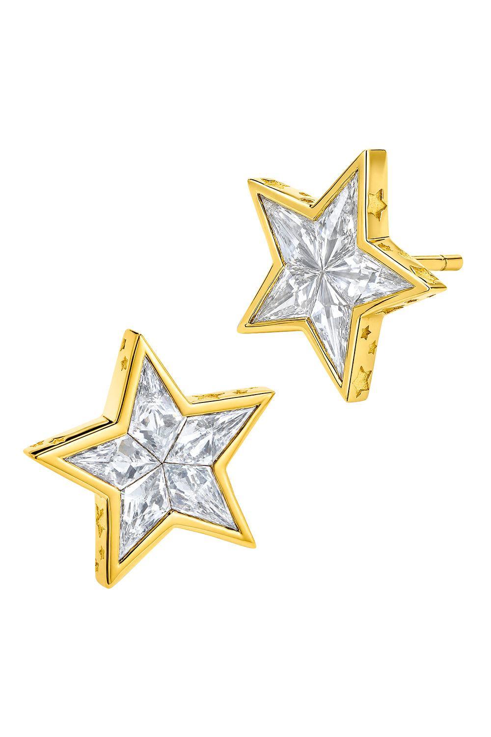 Diamond Star Stud Earrings-YELLOW GOLD-JEWELRYFINE JEWELEARRING-BUDDHA MAMA