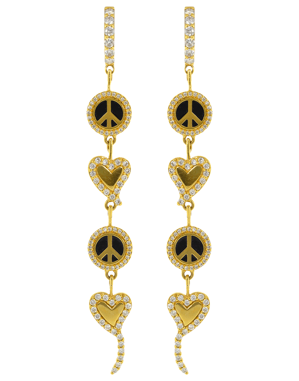 BUDDHA MAMA-Peace and Love Drop Earrings-YELLOW GOLD