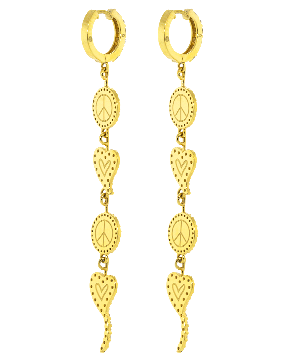 BUDDHA MAMA-Peace and Love Drop Earrings-YELLOW GOLD