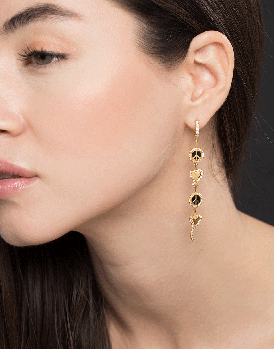 BUDDHA MAMA-Peace and Love Drop Earrings-YELLOW GOLD
