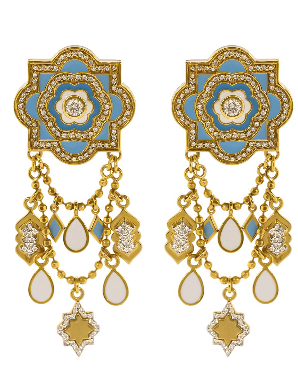 BUDDHA MAMA-Sky Blue Lantern Diamond Earrings-YELLOW GOLD
