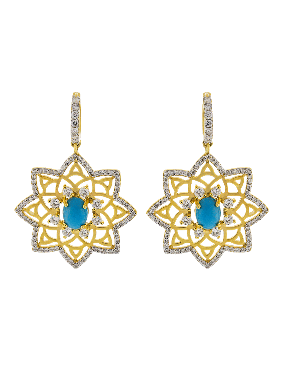 BUDDHA MAMA-Sleeping Beauty Turquoise Star Earrings-YELLOW GOLD