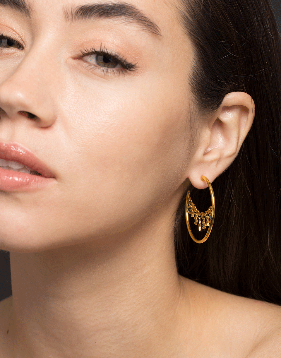 BUDDHA MAMA-Small Lantern Hoop Earrings-YELLOW GOLD