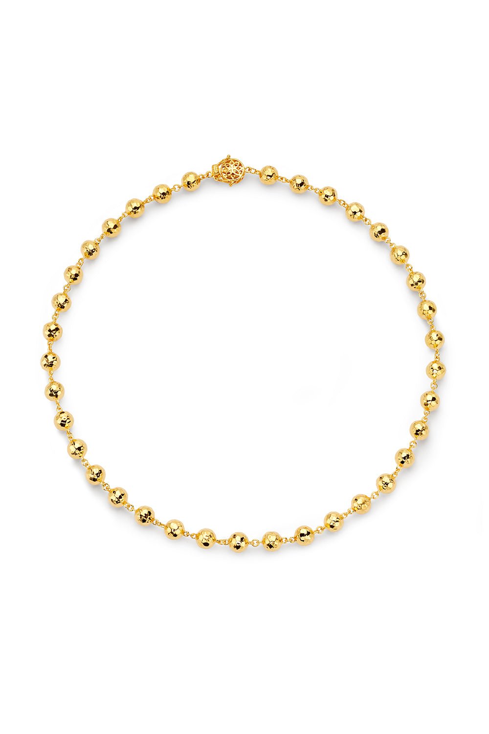 BUDDHA MAMA-8mm Hammered Ball Chain Necklace-YELLOW GOLD