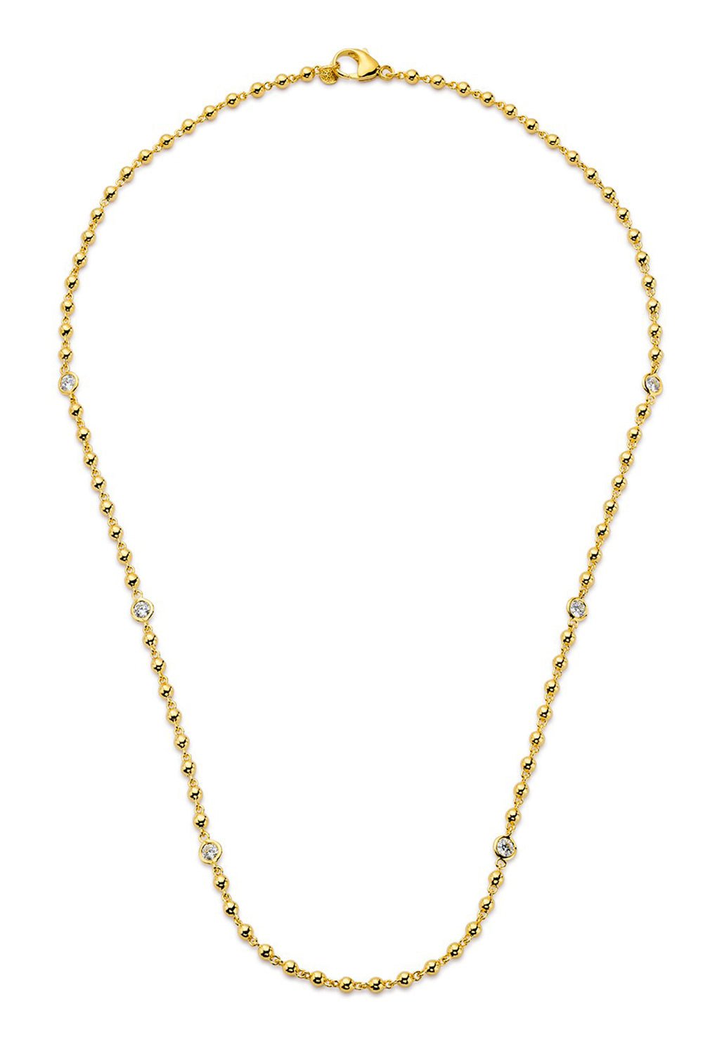 BUDDHA MAMA-Ball Chain Diamond Necklace-YELLOW GOLD