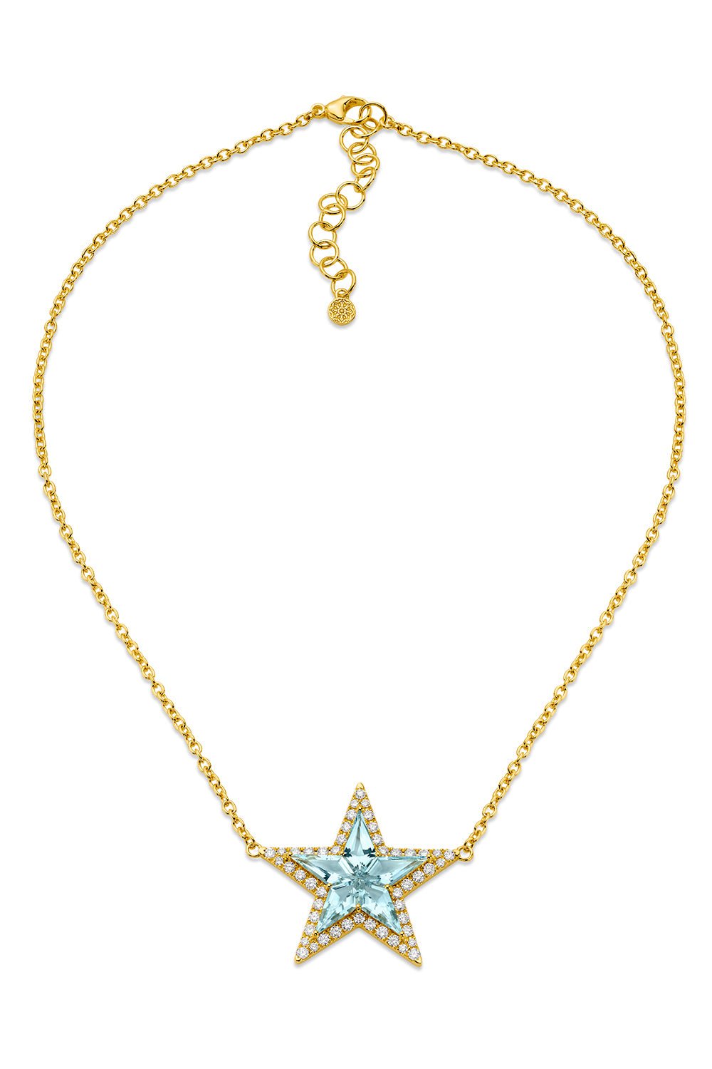 BUDDHA MAMA-Aquamarine Kite Star Necklace-YELLOW GOLD