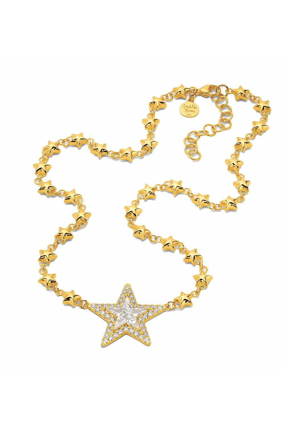 Diamond Mini Kite Star Necklace-YELLOW GOLD-JEWELRYFINE JEWELNECKLACE O-BUDDHA MAMA