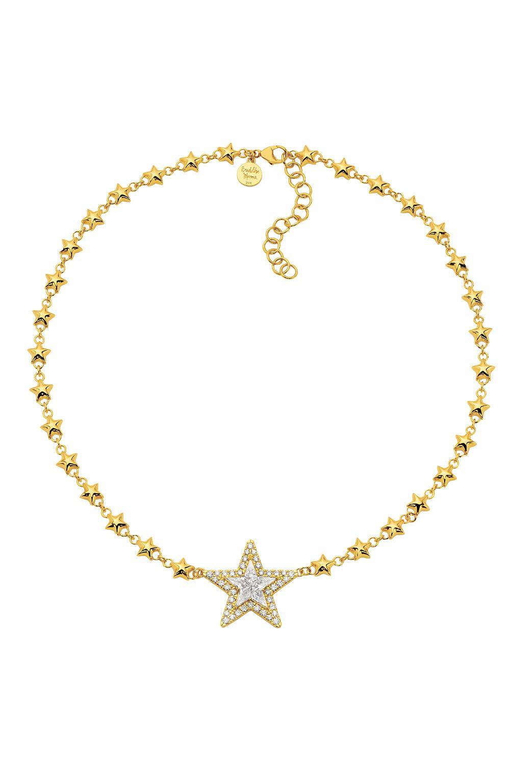 Diamond Mini Kite Star Necklace-YELLOW GOLD-JEWELRYFINE JEWELNECKLACE O-BUDDHA MAMA